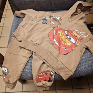 Brown Cars Hoodie and Pants Set